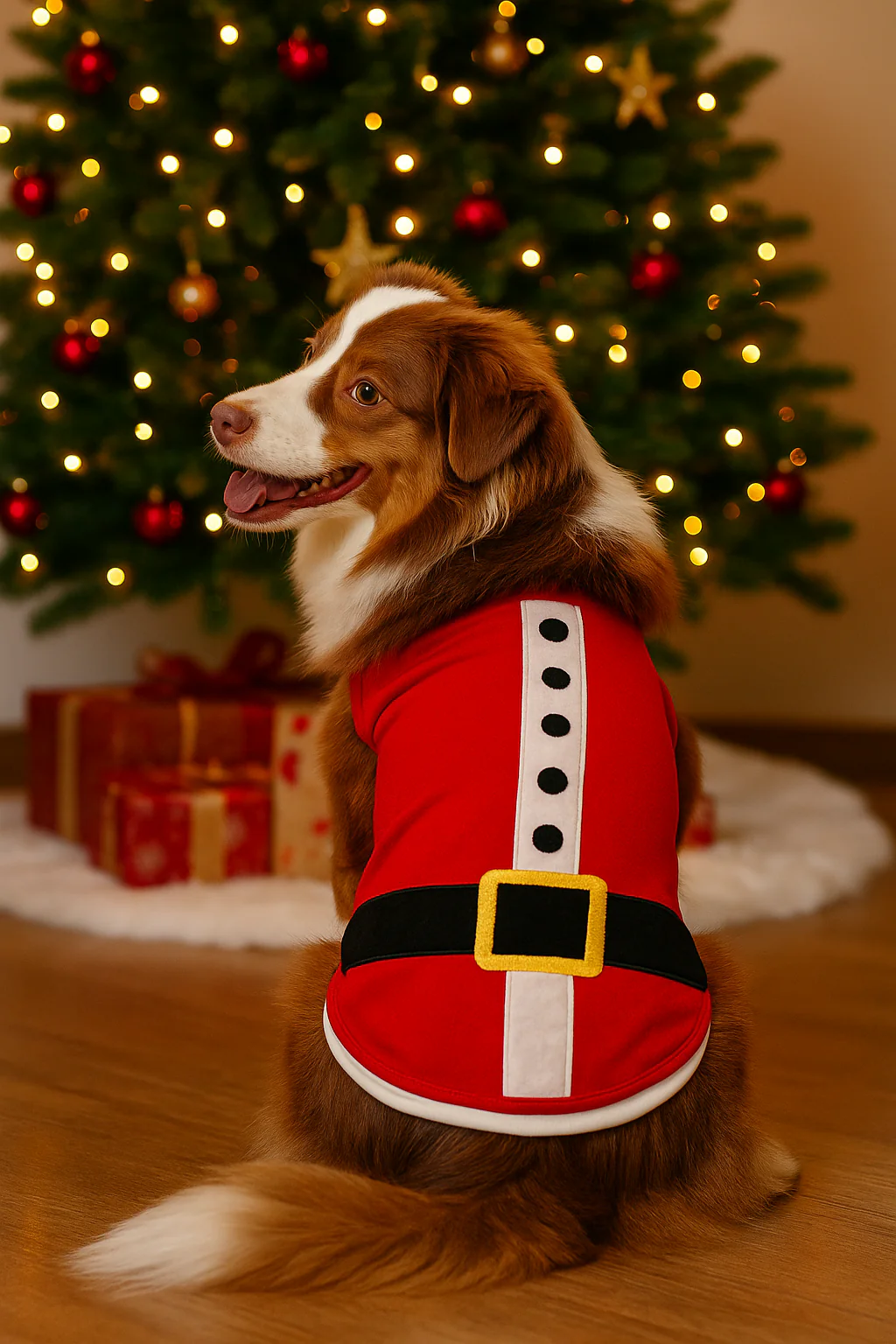 Parisian Pet 'Santa'Dog Shirt - Christmas Pet Apparel for Holiday Cheer, Red - Image 7