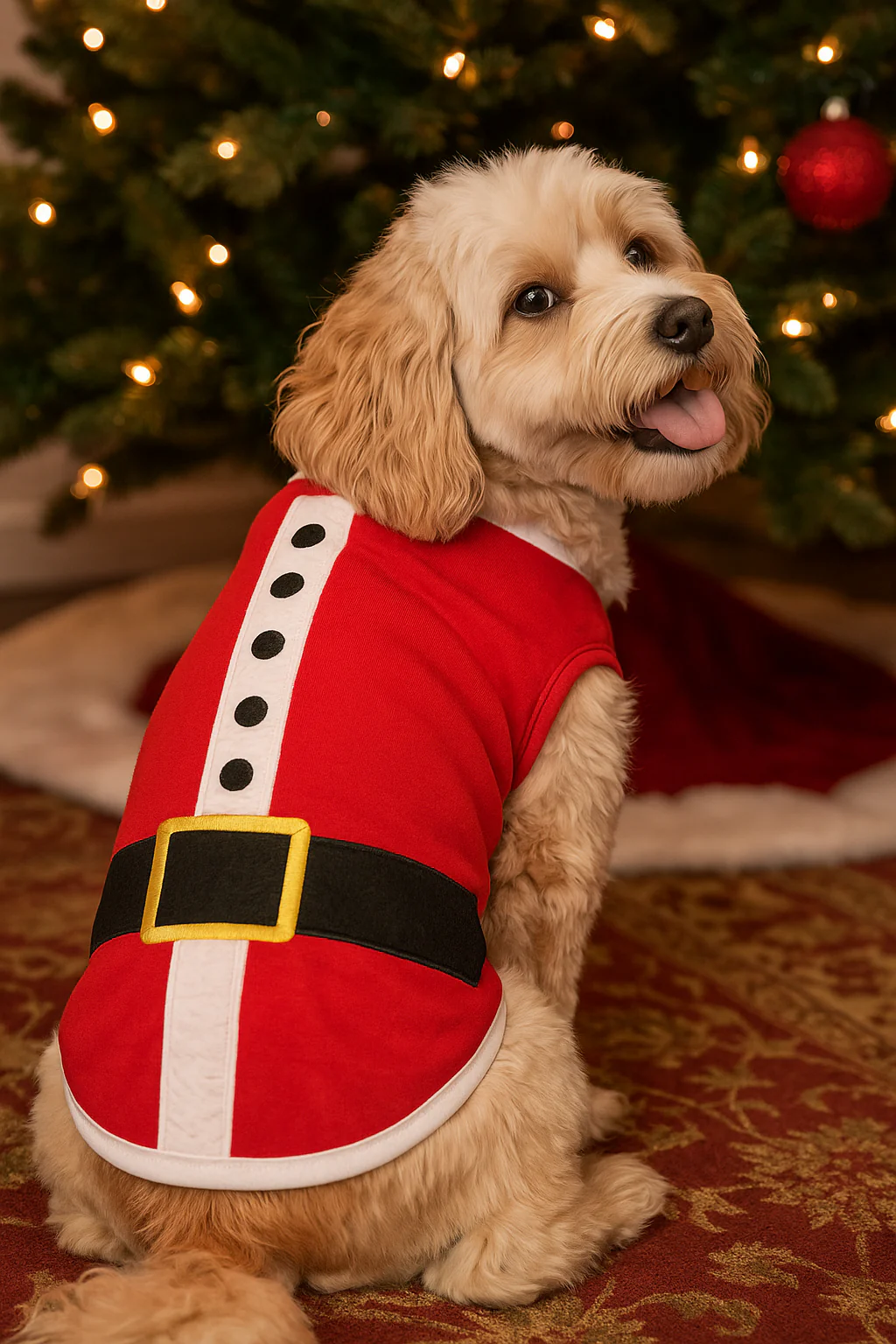 Parisian Pet 'Santa'Dog Shirt - Christmas Pet Apparel for Holiday Cheer, Red - Image 8