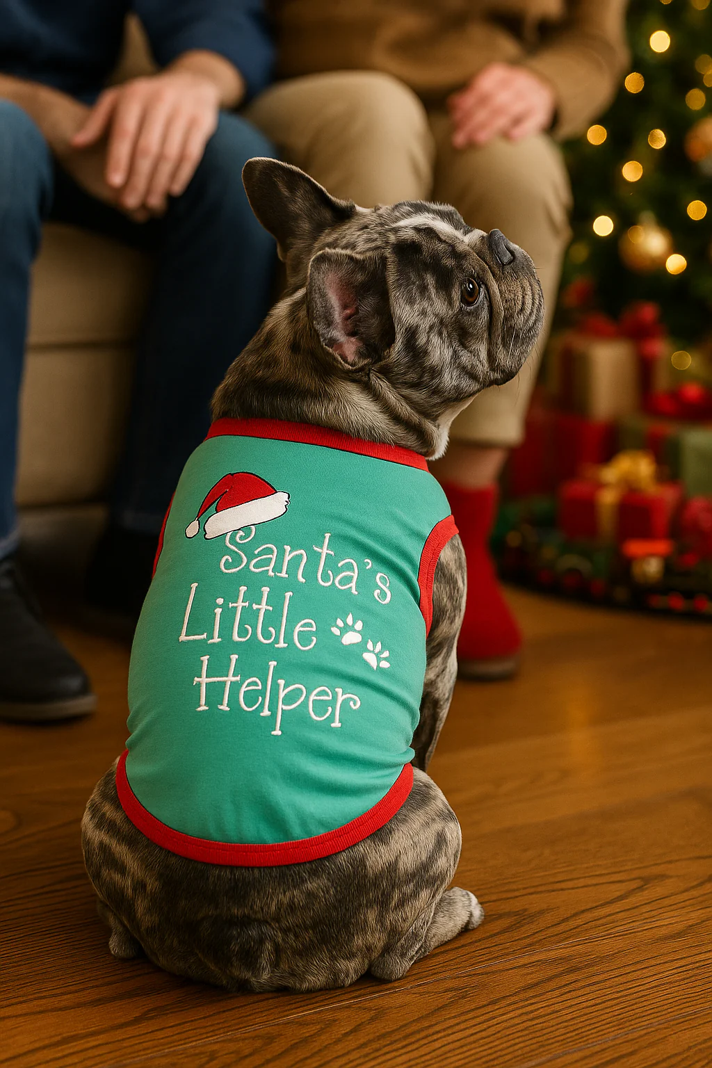 Parisian Pet 'Santa's Little Helper' Dog & Cat Shirt - Christmas Pet Apparel, Green - Image 6
