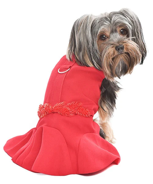 Parisian Pet 'Satin Embellished Dress' for Dogs and Cats, Designer Holiday Apparel, Red-Valentine's Day - Image 3