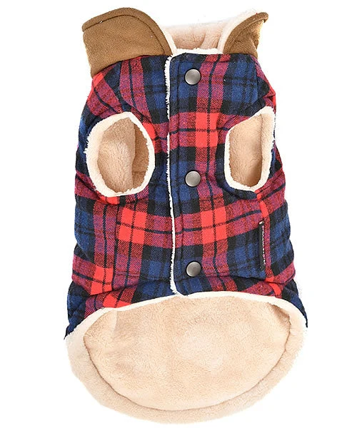 Parisian Pet 'Scottish Jacket' for Dogs & Cats, Plaid Pet Jacket, Formal Wear, Holiday Pet Jacket, Red/Blue Plaid - Image 2