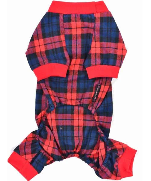 Parisian Pet 'Scottish Pajama' for Dogs & Cats, Cozy Pet Pajama Set, Red/Blue Plaid - Image 2