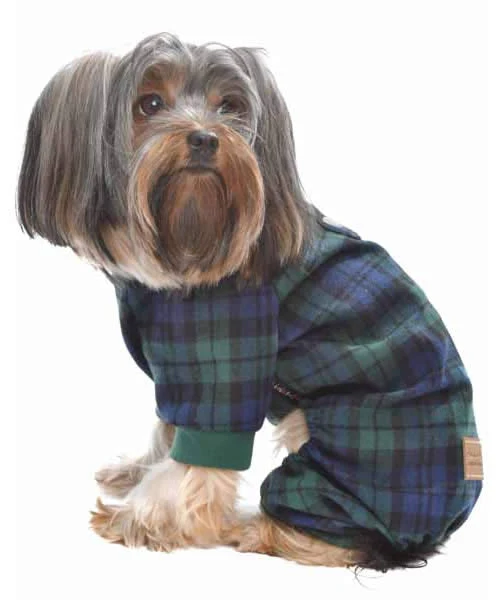 Parisian Pet 'Scottish Pajama Green & Blue Plaid' for Dogs & Cats, Designer Pet Sleepwear, Cozy Dog Pajama Set-Saint Patrick's Day - Image 3
