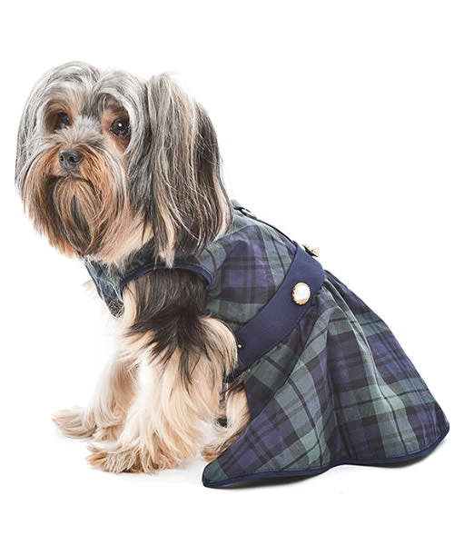 Parisian Pet 'Scottish Taffeta Dress' Dog & Cat Shirt – Festive Holiday Plaid Dog Dress, Comfortable & Stylish – Green, Blue - Image 3