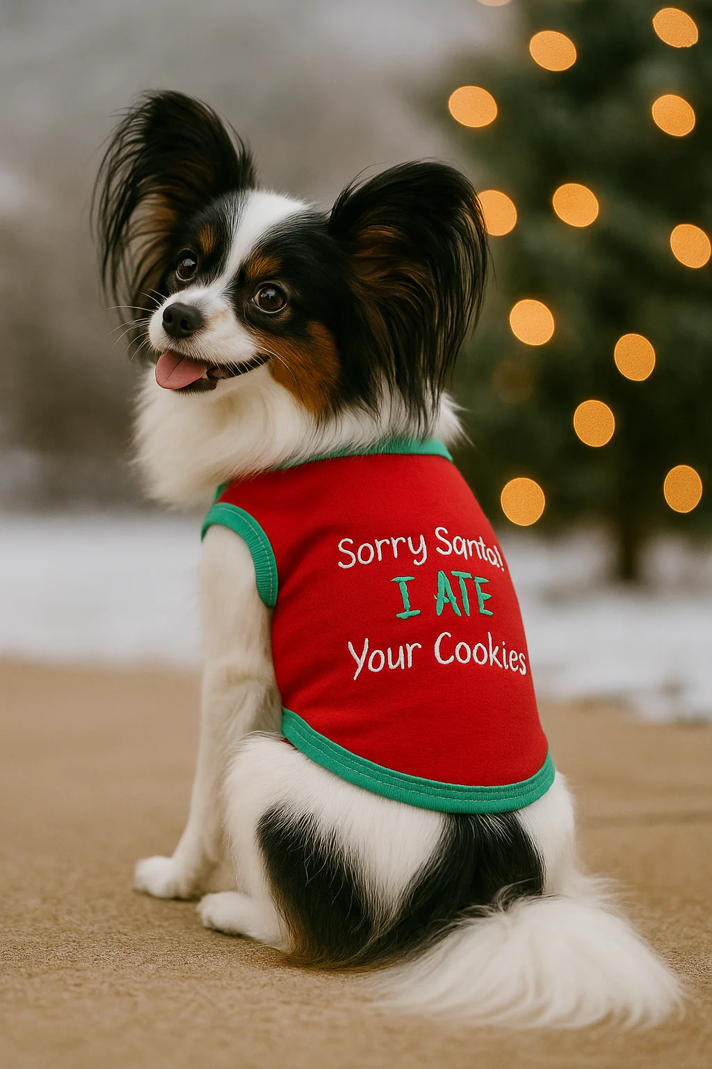 Parisian Pet 'Sorry Santa, I Ate Your Cookies' Christmas Shirt for Pets - Festive Dog & Cat Outfit, Red - Image 3