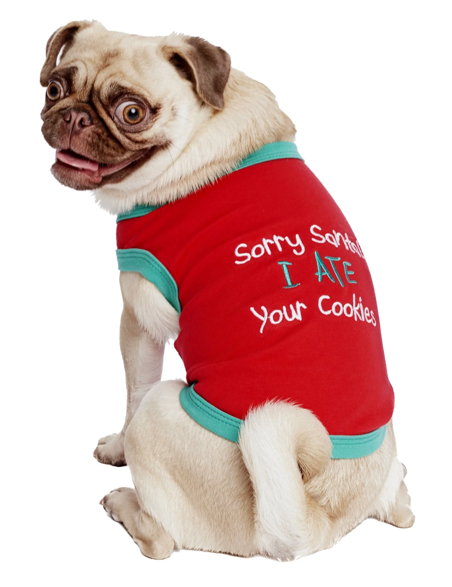 Parisian Pet 'Sorry Santa, I Ate Your Cookies' Christmas Shirt for Pets - Festive Dog & Cat Outfit, Red - Image 5