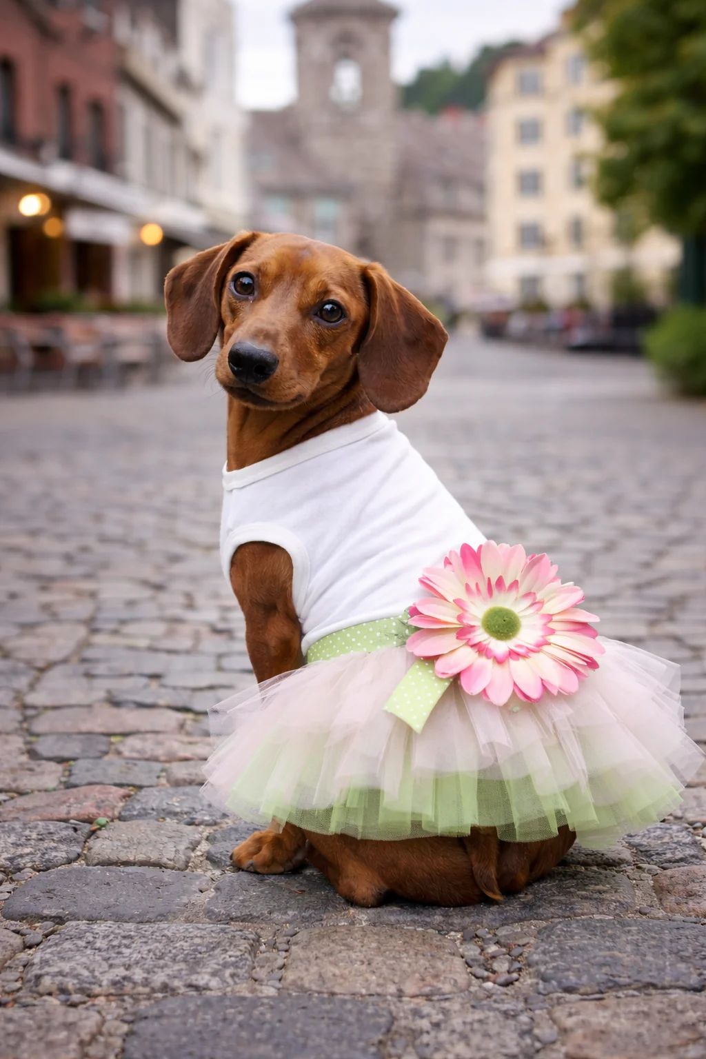 Parisian Pet 'Sunflower Dress' for Dogs and Cats, Designer Sleeveless, Summer Pet Apparel, Green - Image 3