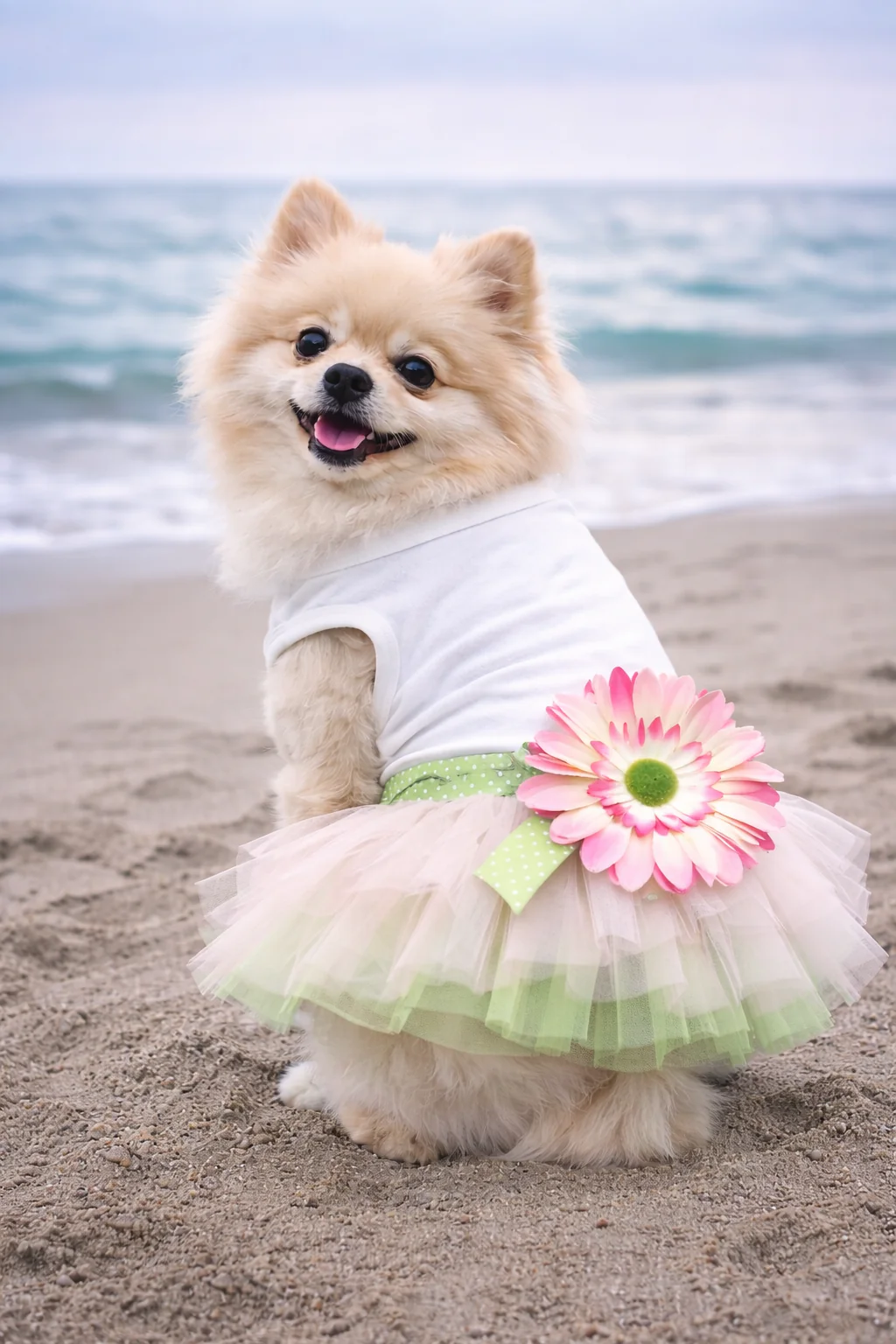 Parisian Pet 'Sunflower Dress' for Dogs and Cats, Designer Sleeveless, Summer Pet Apparel, Green - Image 4