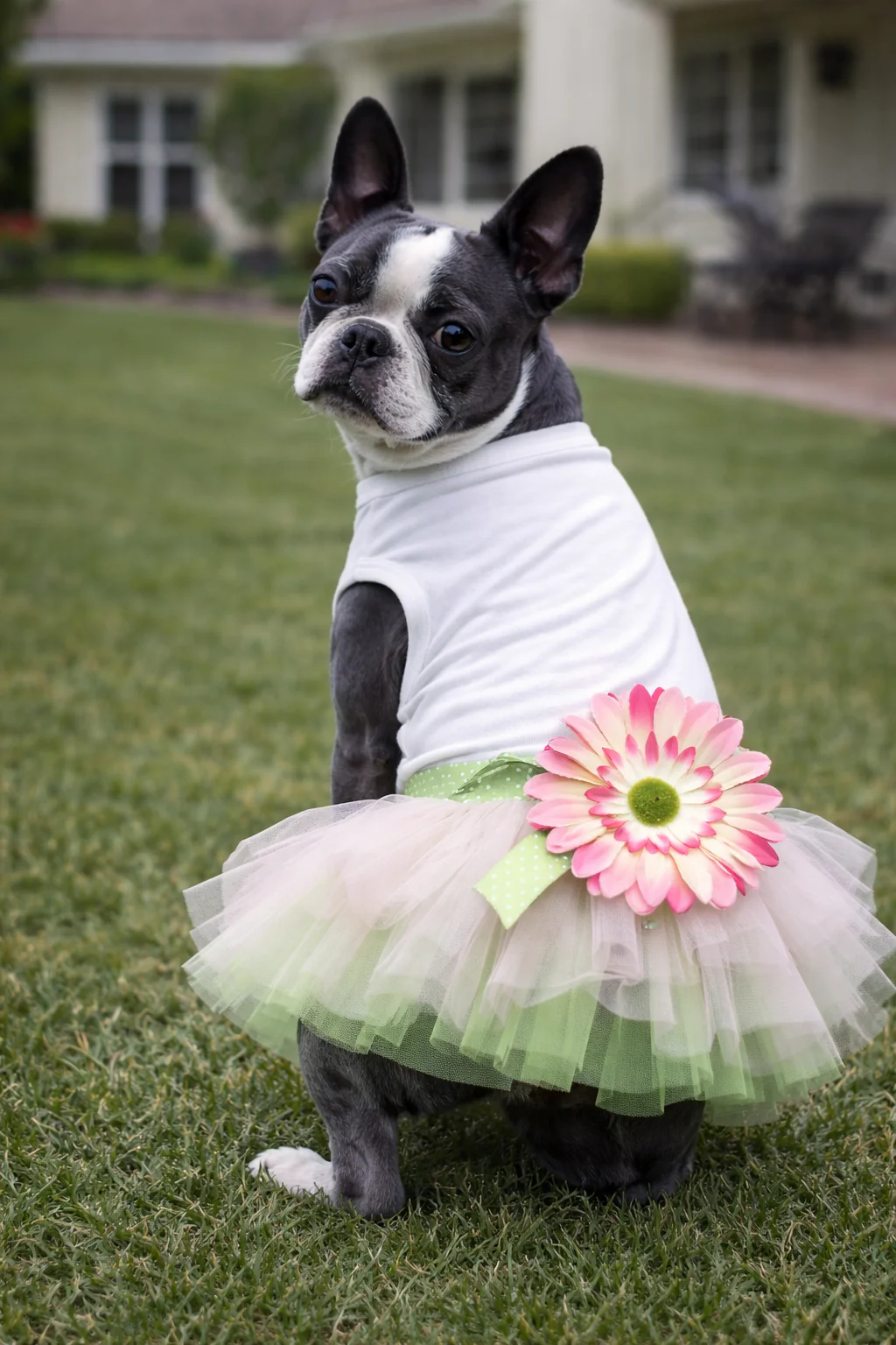 Parisian Pet 'Sunflower Dress' for Dogs and Cats, Designer Sleeveless, Summer Pet Apparel, Green - Image 5