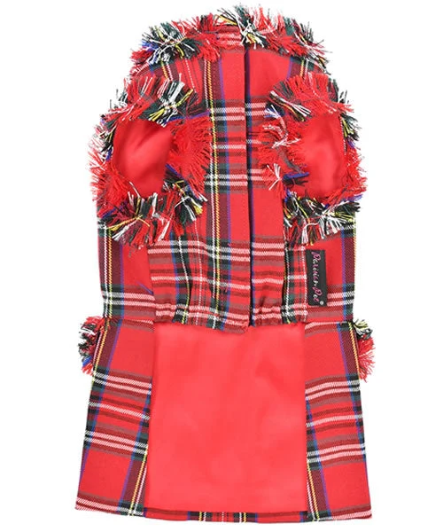 Parisian Pet 'Tartan Fringe Dress' Dog & Cat Shirt – Elegant Holiday Dog Dress – Red-Valentine's Day - Image 2