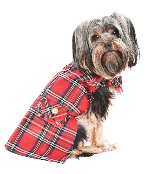 Parisian Pet 'Tartan Fringe Dress' Dog & Cat Shirt – Elegant Holiday Dog Dress – Red-Valentine's Day - Image 3