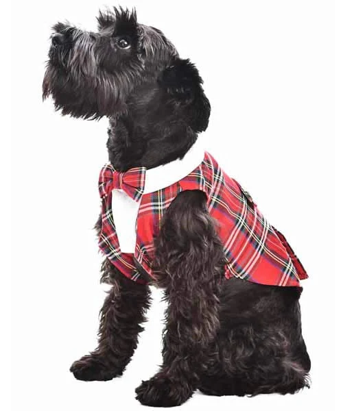 Parisian Pet 'Tartan Tuxedo White/Red' for Dogs and Cats, Stylish Christmas Formal Wear, Designer Pet Tuxedo - Image 3