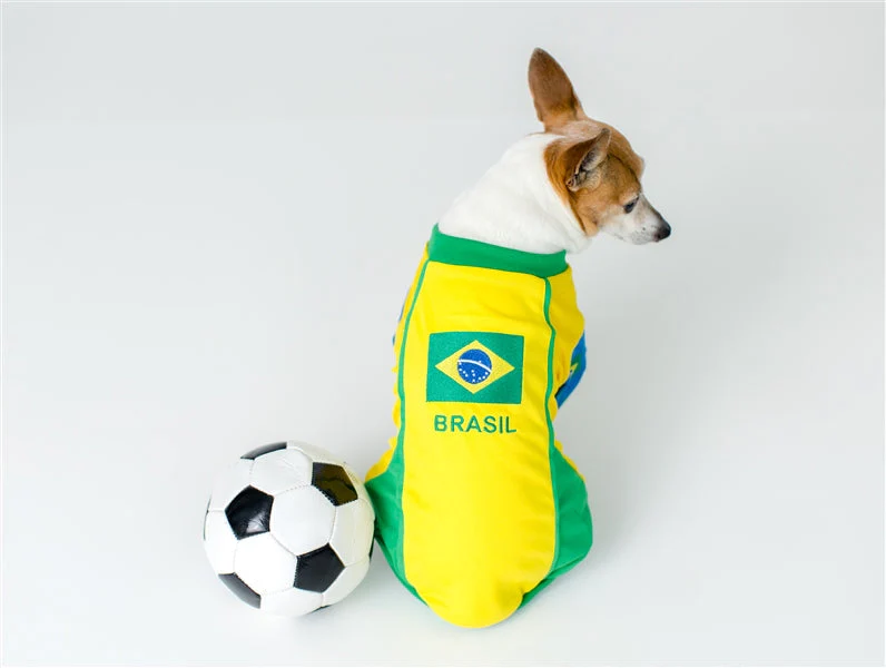 Parisian Pet 'Team Brazil' Dog & Cat Shirt – Embroidered Soccer Jersey, Comfortable & Stylish – Yellow Green - Image 8