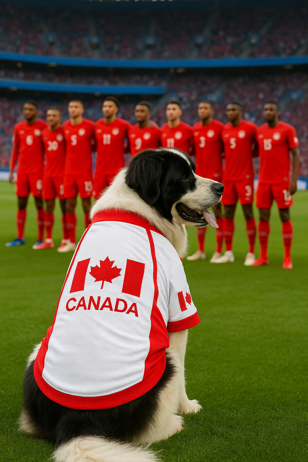 Parisian Pet 'Team Canada' Jersey for Dogs & Cats – Canada Flag-Inspired Pet Outfit, Soccer Fan Apparel for Dogs & Cats, Red and White Design - Image 4