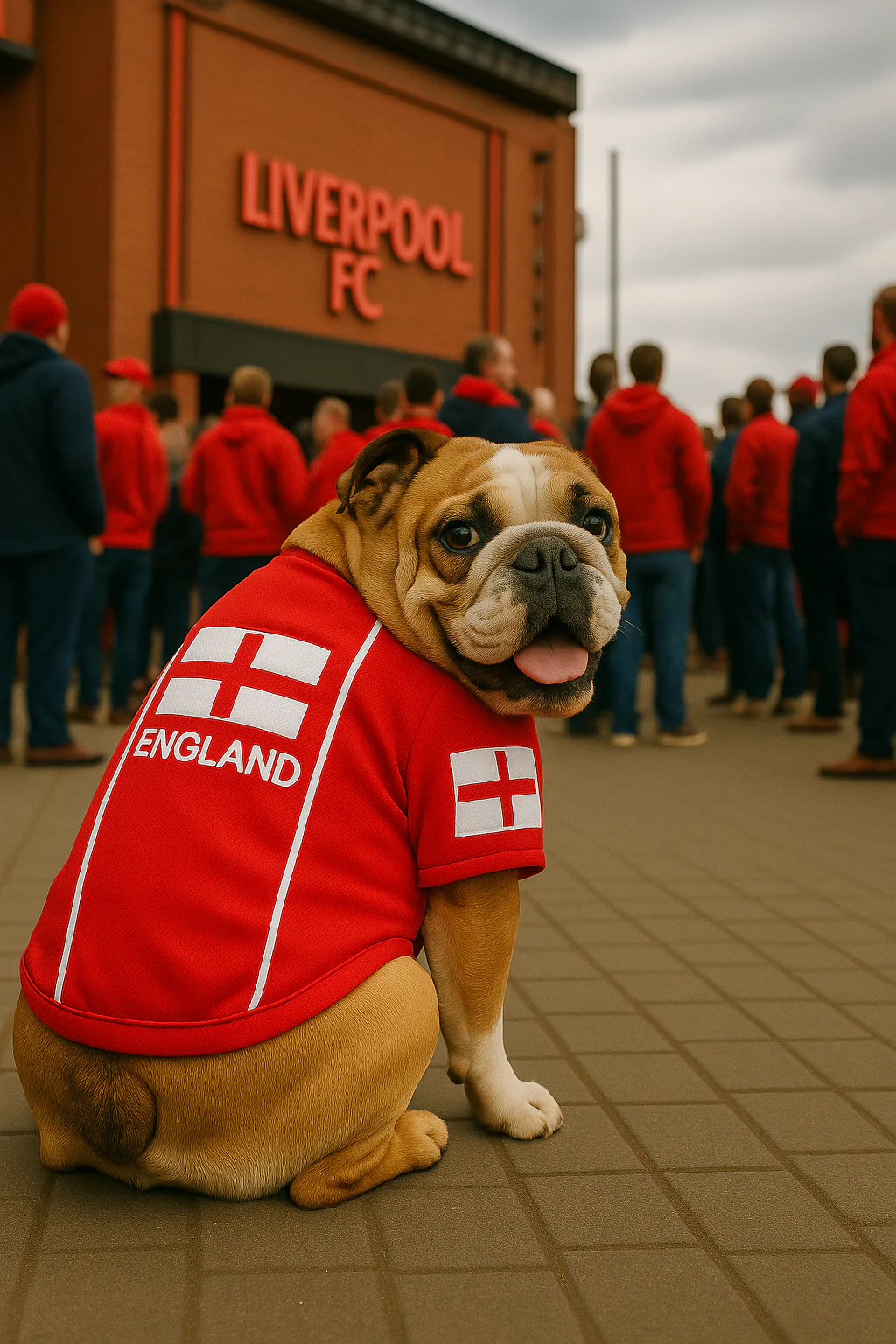 Parisian Pet 'Team England' Jersey for Dogs & Cats – England Flag-Inspired Pet Outfit, Soccer Fan Apparel for Dogs & Cats, White and Red - Image 4