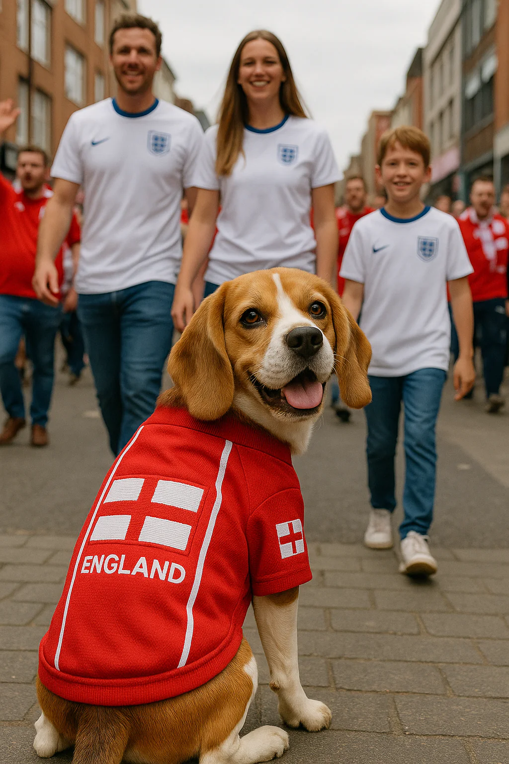 Parisian Pet 'Team England' Jersey for Dogs & Cats – England Flag-Inspired Pet Outfit, Soccer Fan Apparel for Dogs & Cats, White and Red - Image 6