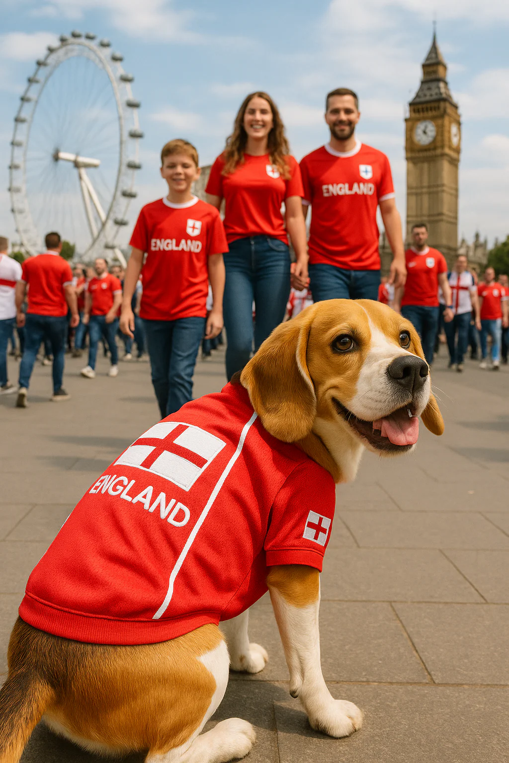 Parisian Pet 'Team England' Jersey for Dogs & Cats – England Flag-Inspired Pet Outfit, Soccer Fan Apparel for Dogs & Cats, White and Red - Image 7
