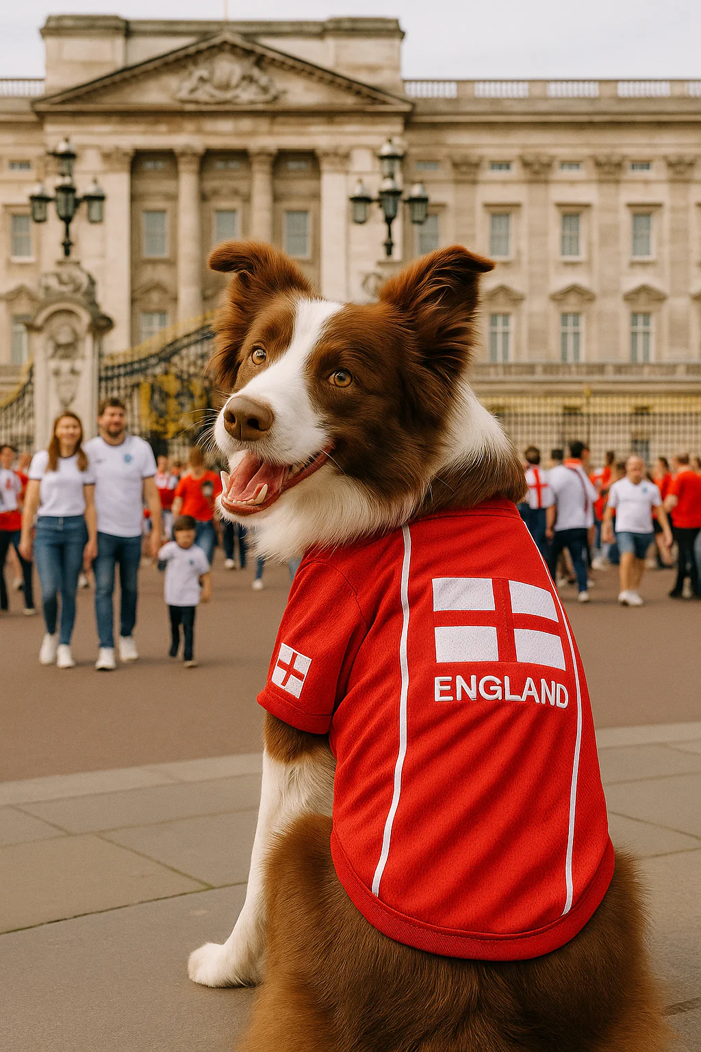 Parisian Pet 'Team England' Jersey for Dogs & Cats – England Flag-Inspired Pet Outfit, Soccer Fan Apparel for Dogs & Cats, White and Red - Image 8