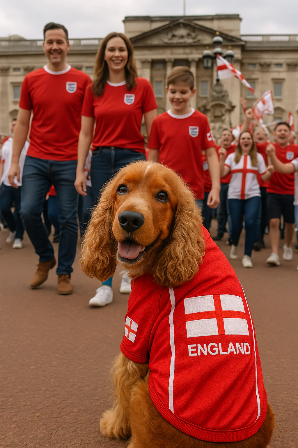 Parisian Pet 'Team England' Jersey for Dogs & Cats – England Flag-Inspired Pet Outfit, Soccer Fan Apparel for Dogs & Cats, White and Red - Image 9
