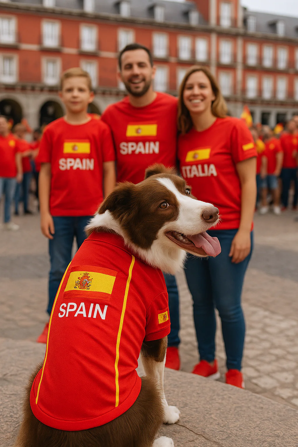 Parisian Pet 'Team Spain' Jersey for Dogs & Cats – Spain Flag-Inspired Pet Outfit, Soccer Fan Apparel for Dogs & Cats, Red and Yellow Stripes - Image 3
