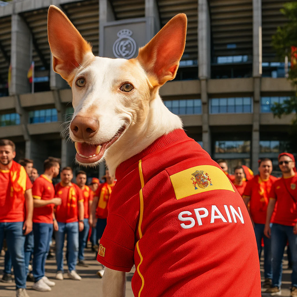 Parisian Pet 'Team Spain' Jersey for Dogs & Cats – Spain Flag-Inspired Pet Outfit, Soccer Fan Apparel for Dogs & Cats, Red and Yellow Stripes - Image 4
