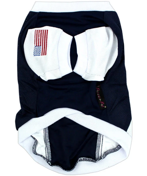 Parisian Pet 'Team USA' Dog & Cat Shirt – Embroidered USA Jersey, Perfect for Sports and Vacations – Red, White, and Blue - Image 2