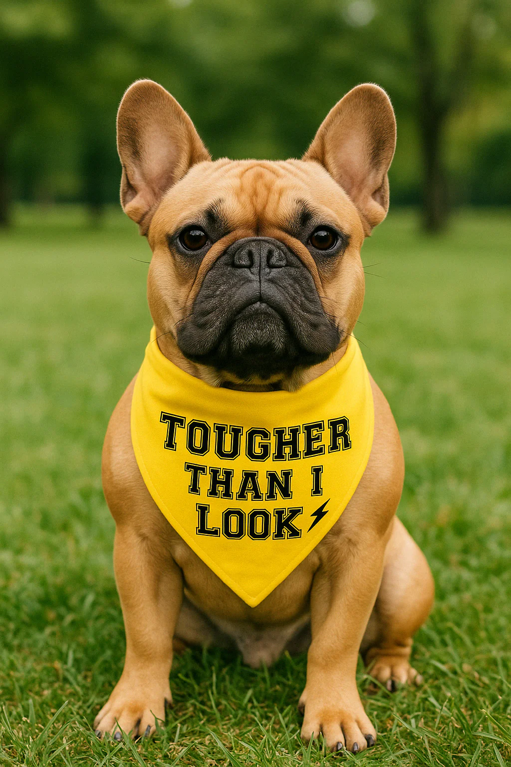 Parisian Pet 'Tougher Than I Look' Bandana - Comfortable, Stylish Yellow Dog & Cat Bandana, Trendy Design - Image 4
