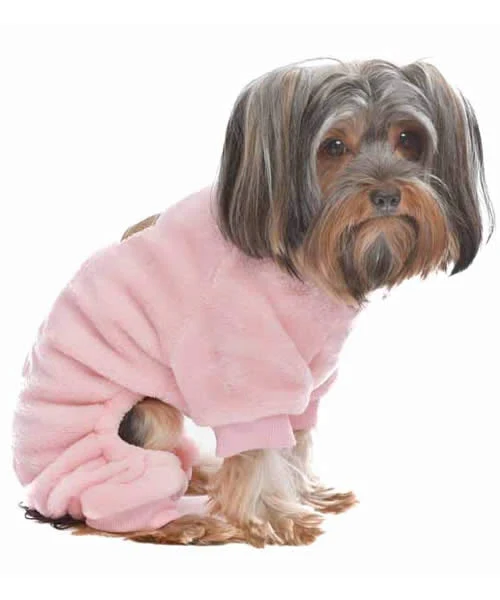 Parisian Pet 'Velour Pajama Blush' for Dogs & Cats, Soft Pet Sleepwear, Luxury Dog Pajamas, Blush Pink-Valentine's Day - Image 3