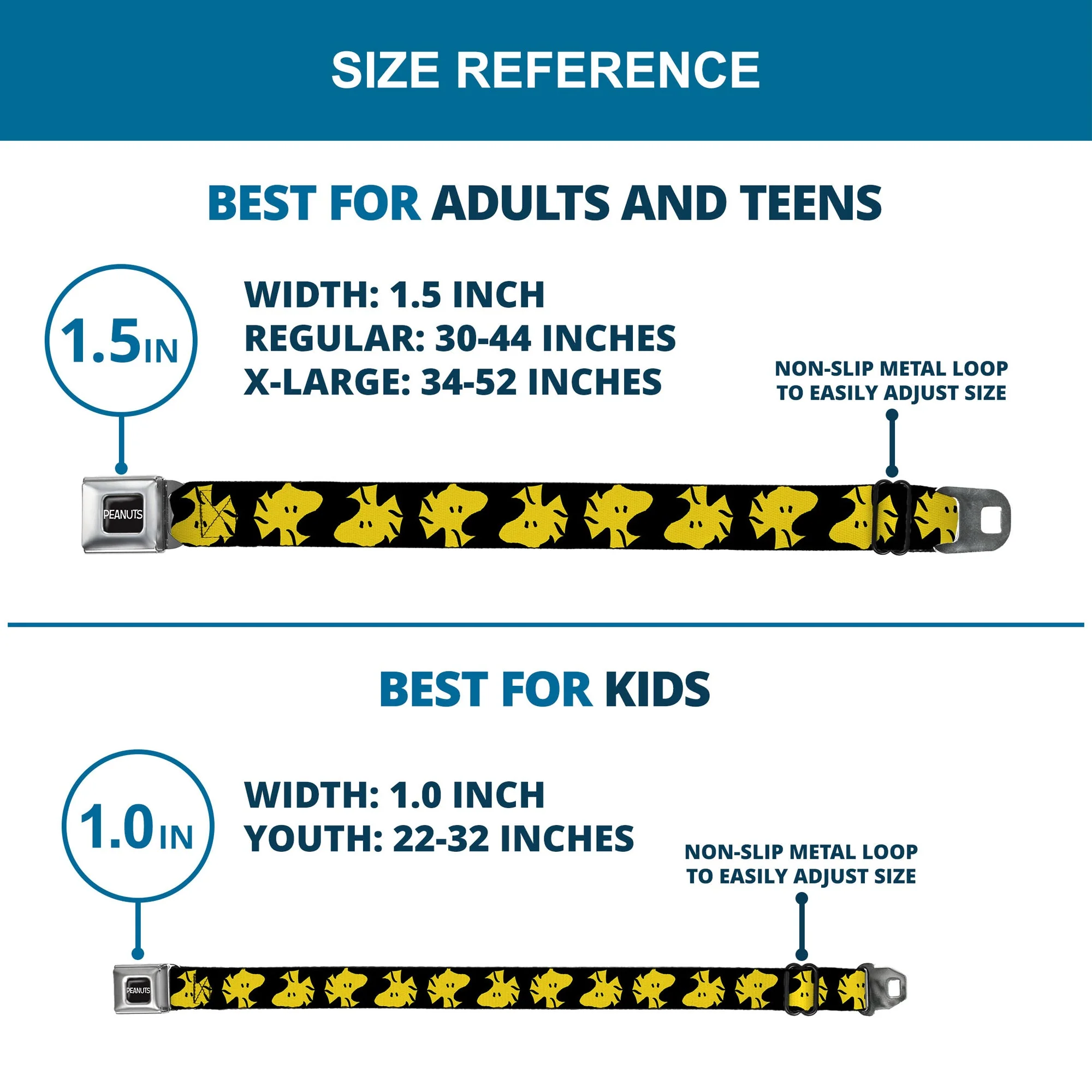PEANUTS Title Logo Full Color Yellow/White Seatbelt Belt - Peanuts Woodstock Face Flip Black/Yellow Webbing - Image 8
