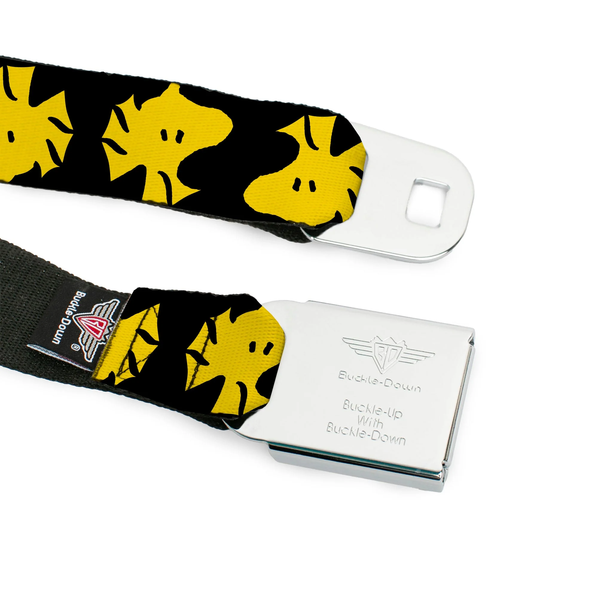 PEANUTS Title Logo Full Color Yellow/White Seatbelt Belt - Peanuts Woodstock Face Flip Black/Yellow Webbing - Image 9