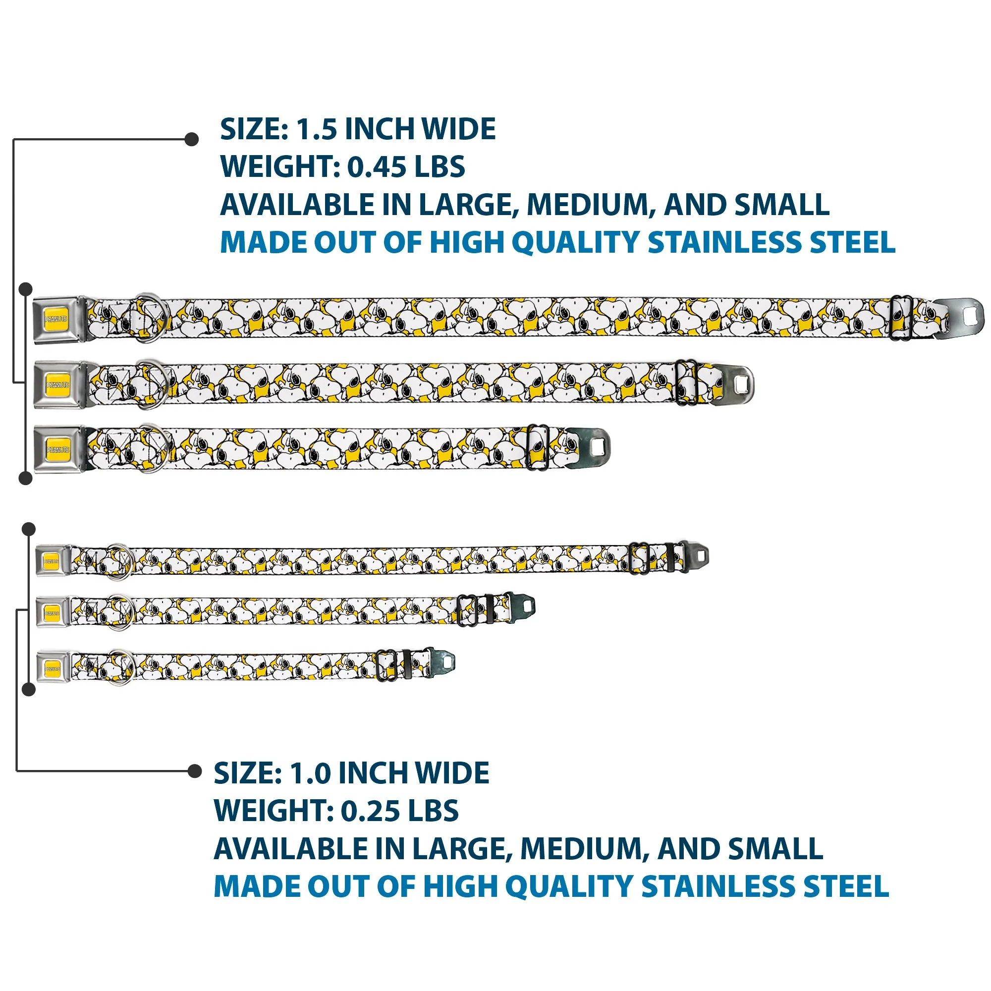 PEANUTS Title Logo Full Color Yellow/White Seatbelt Buckle Collar - Peanuts Snoopy Pose Stacked Yellow - Image 3