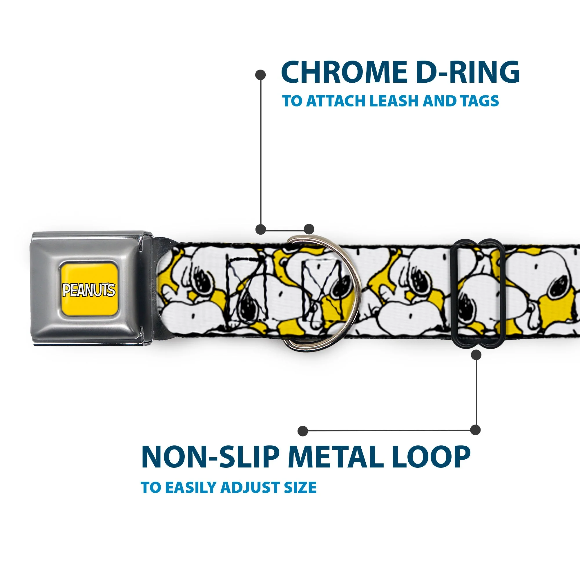 PEANUTS Title Logo Full Color Yellow/White Seatbelt Buckle Collar - Peanuts Snoopy Pose Stacked Yellow - Image 5