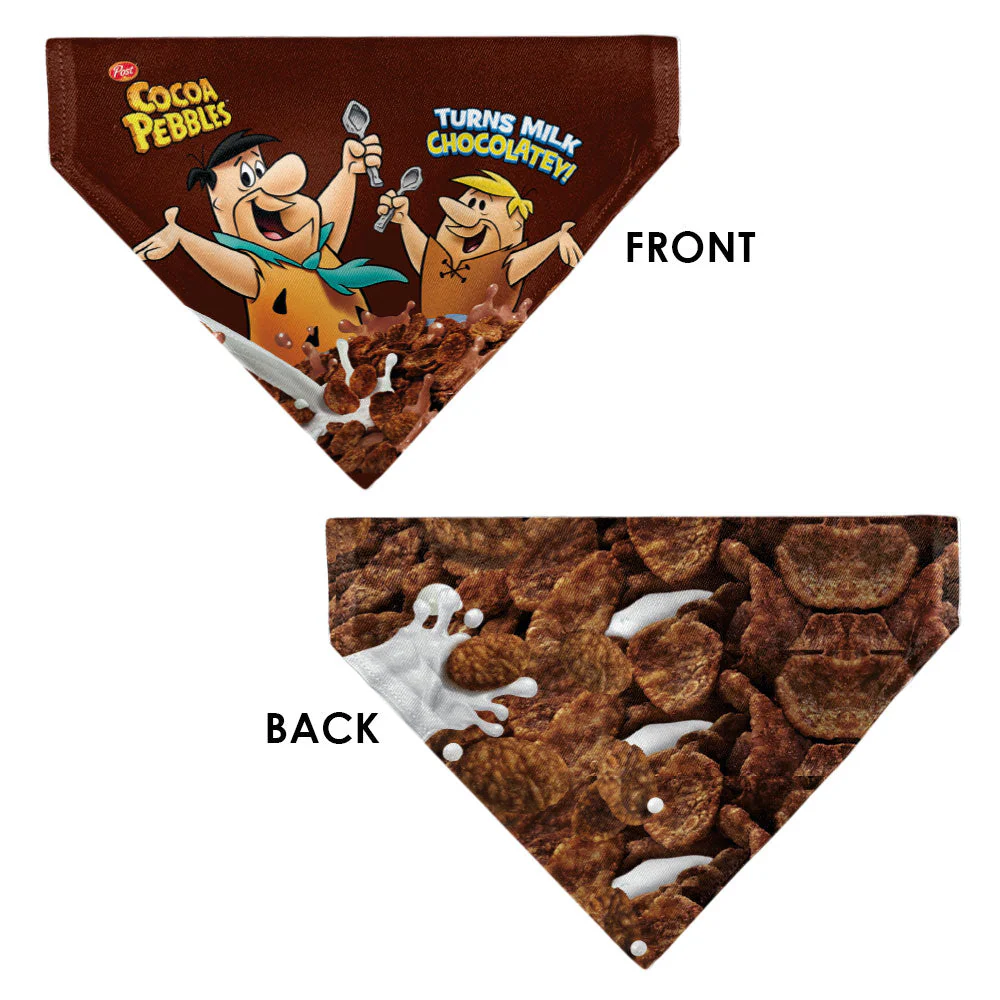 Pet Bandana - COCOA PEBBLES Fred Flintstone and Barney Rubble Cereal Box Print and Vivid Cereal Brown - Image 3