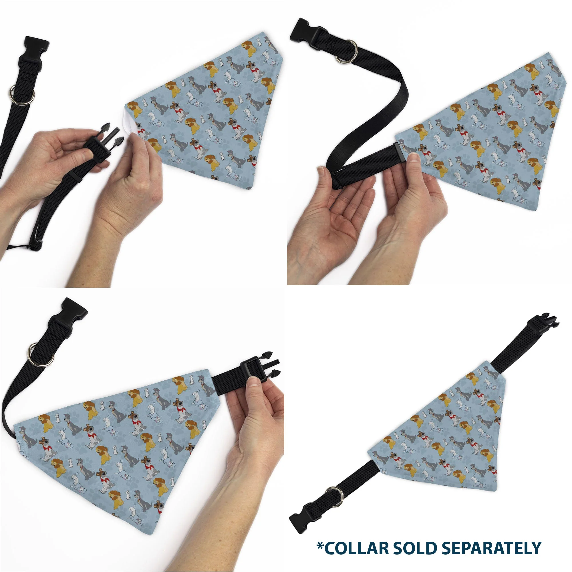 Pet Bandana - Disney Dogs 5-Dog Group Collage/Paws Blues - Image 6