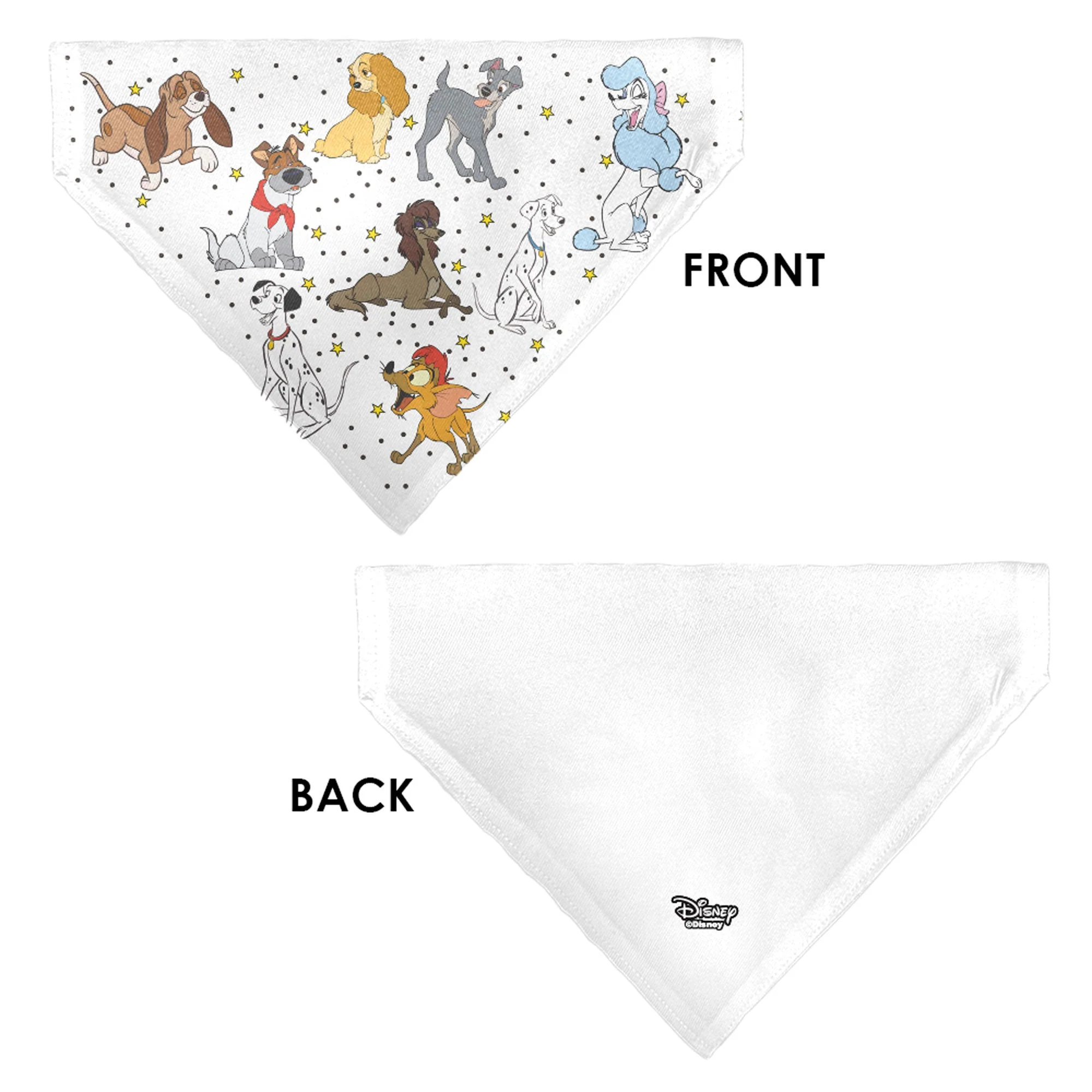 Pet Bandana - Disney Dogs 9-Dog Group Collage/Stars White/Black/Yellow - Image 3
