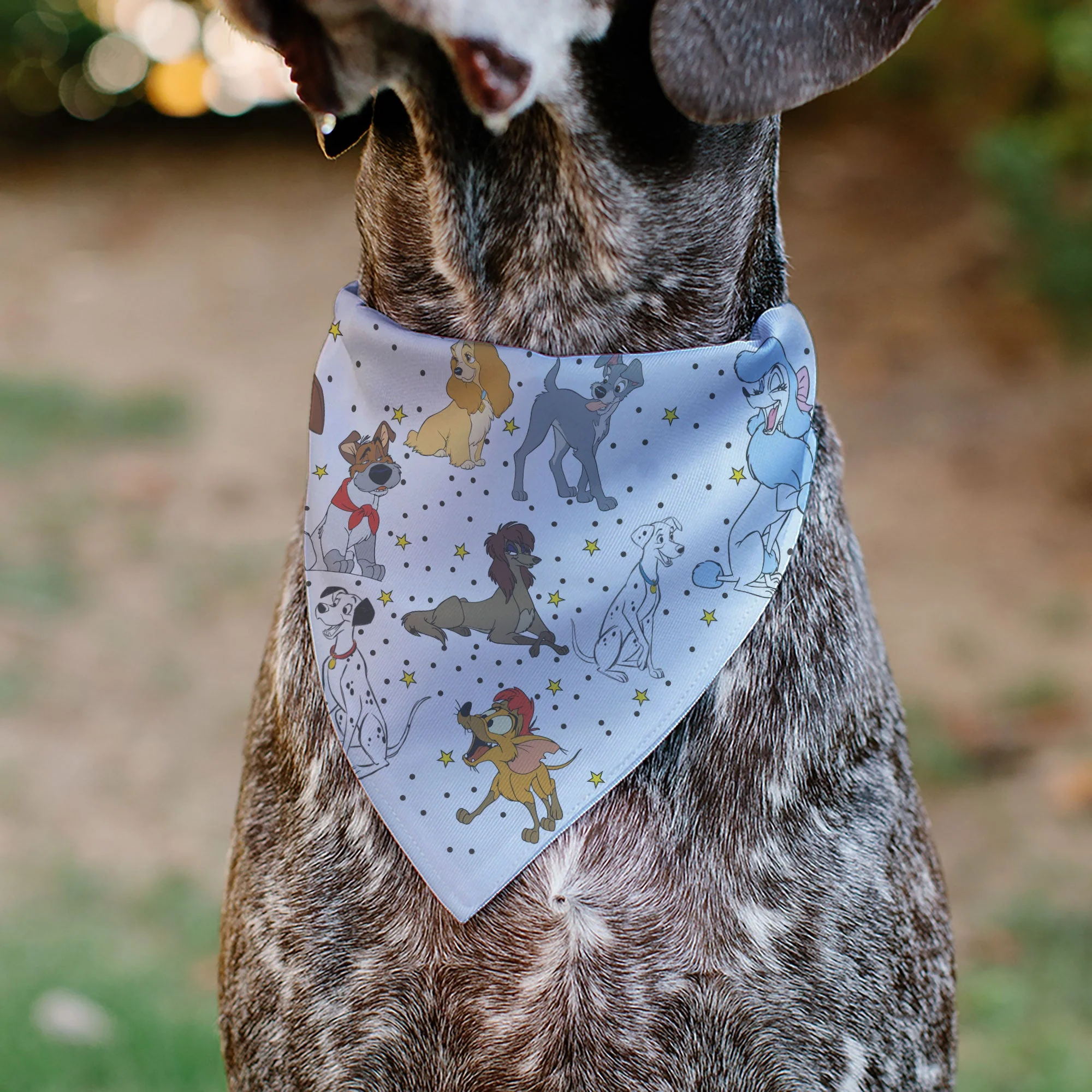 Pet Bandana - Disney Dogs 9-Dog Group Collage/Stars White/Black/Yellow - Image 4