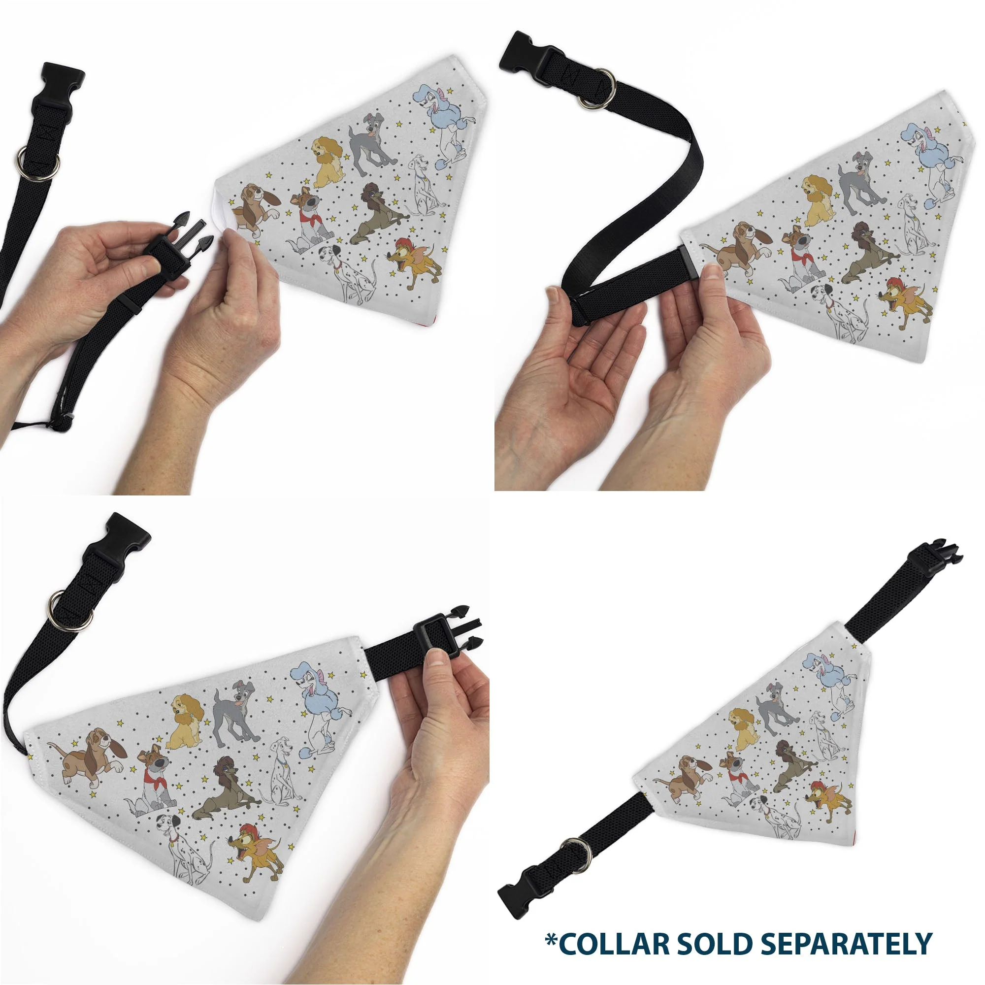 Pet Bandana - Disney Dogs 9-Dog Group Collage/Stars White/Black/Yellow - Image 6