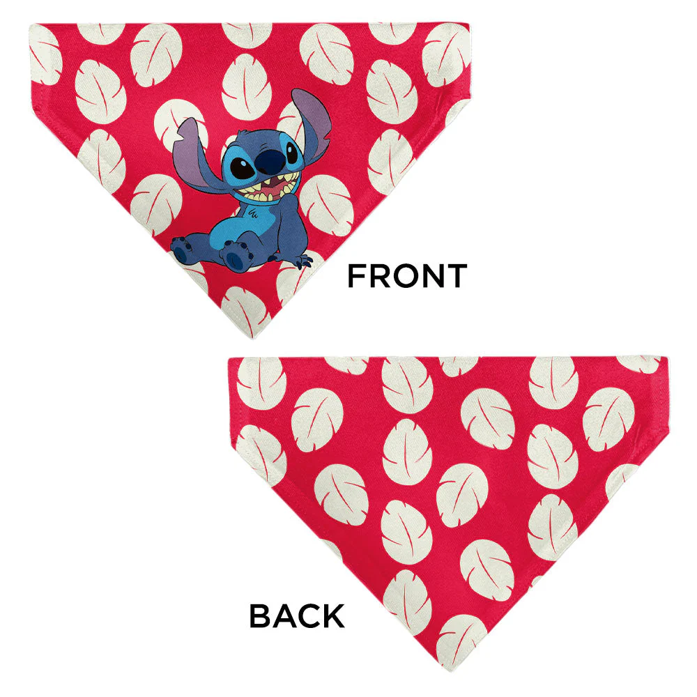 Pet Bandana - Lilo Dress Leaves & Stitch Sitting Pose Red/White - Image 3