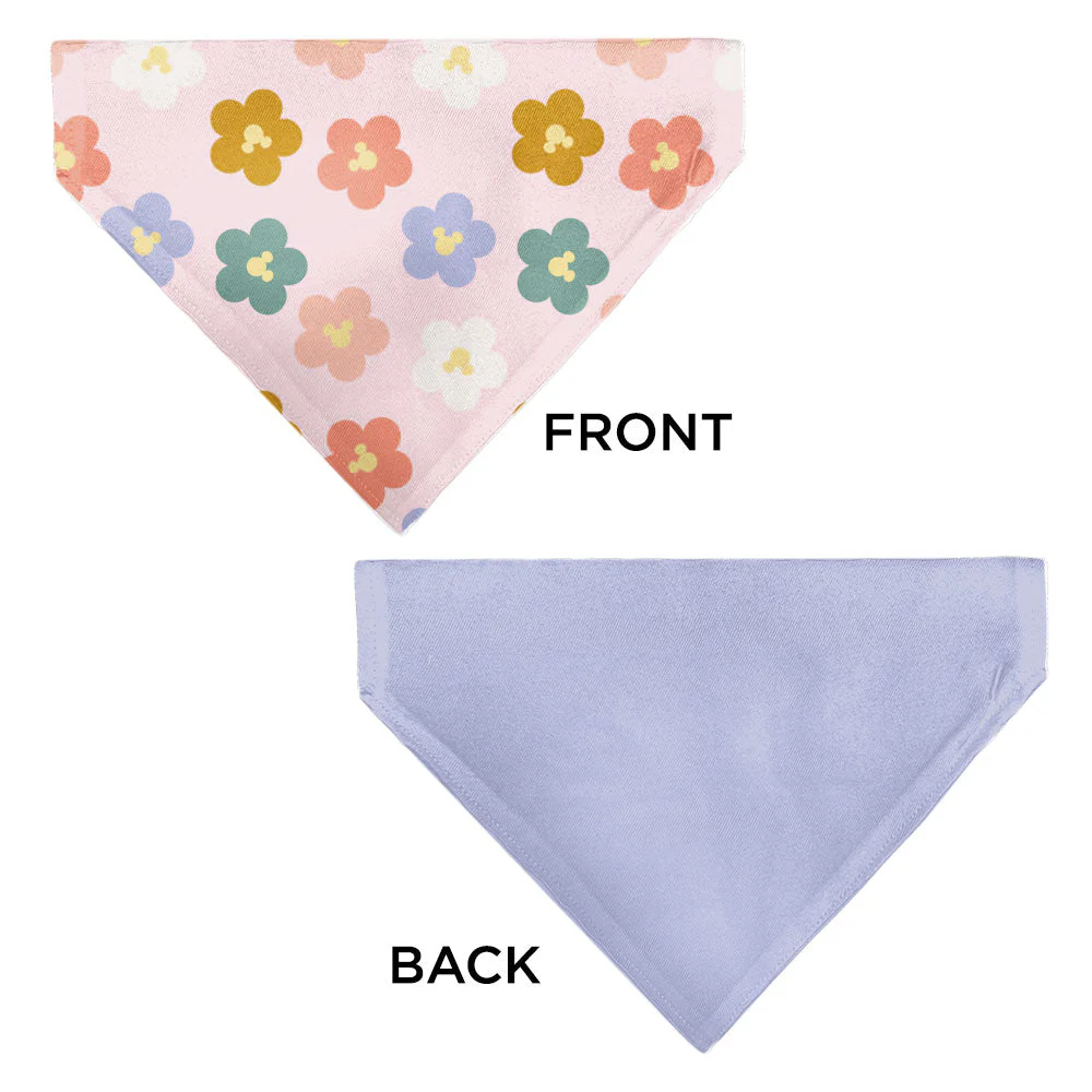 Pet Bandana - Mickey Mouse Ears Flower Icon Scattered Pink - Image 3