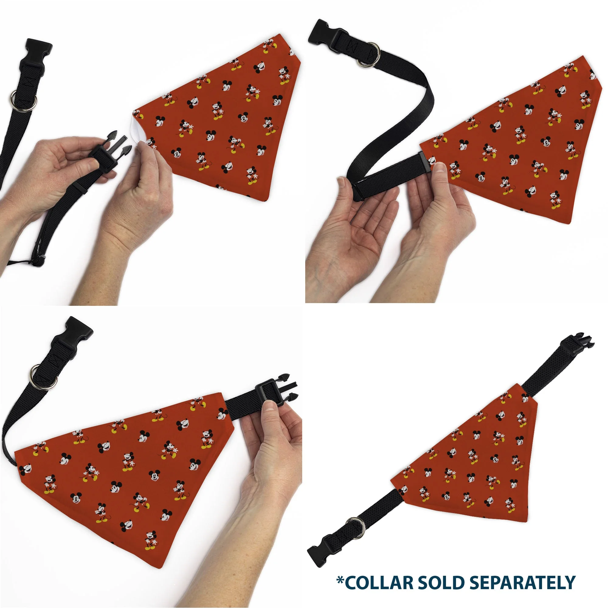 Pet Bandana - Mickey Mouse Poses and Expressions Scattered Red - Image 6