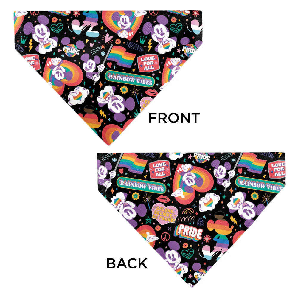 Pet Bandana - Mickey Mouse Pride Poses Rainbow Collage Black - Image 3