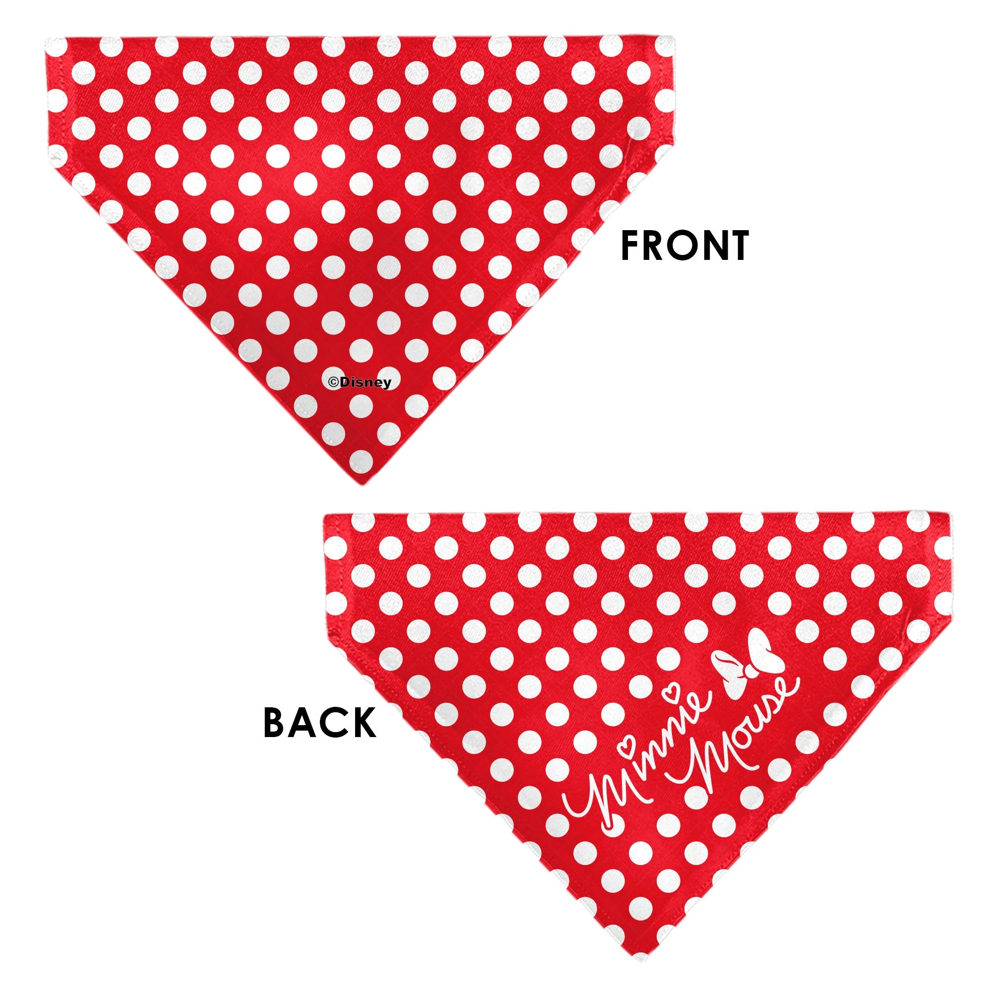 Pet Bandana - MINNIE MOUSE Autograph Script Polka Dot Red/White - Image 3