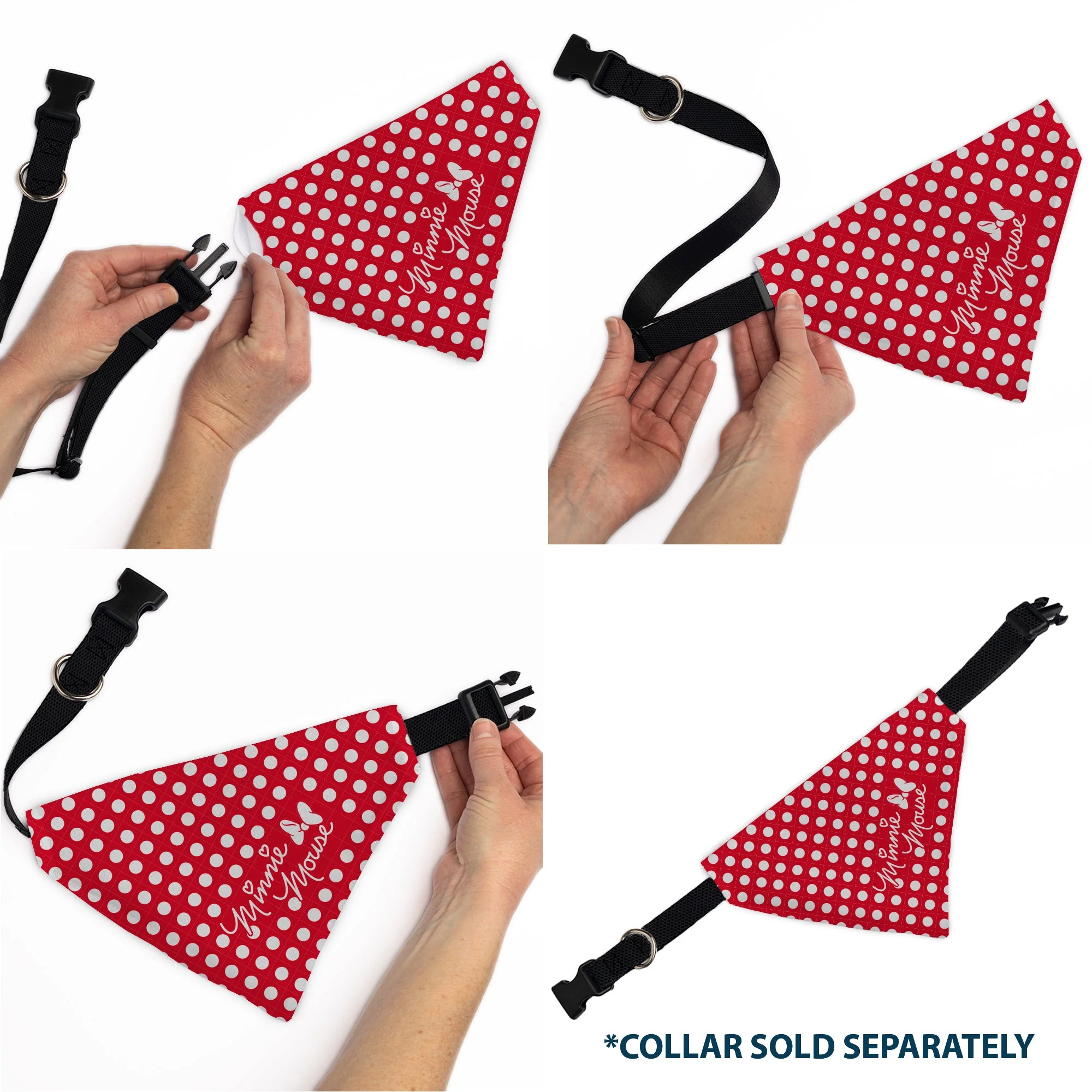 Pet Bandana - MINNIE MOUSE Autograph Script Polka Dot Red/White - Image 6