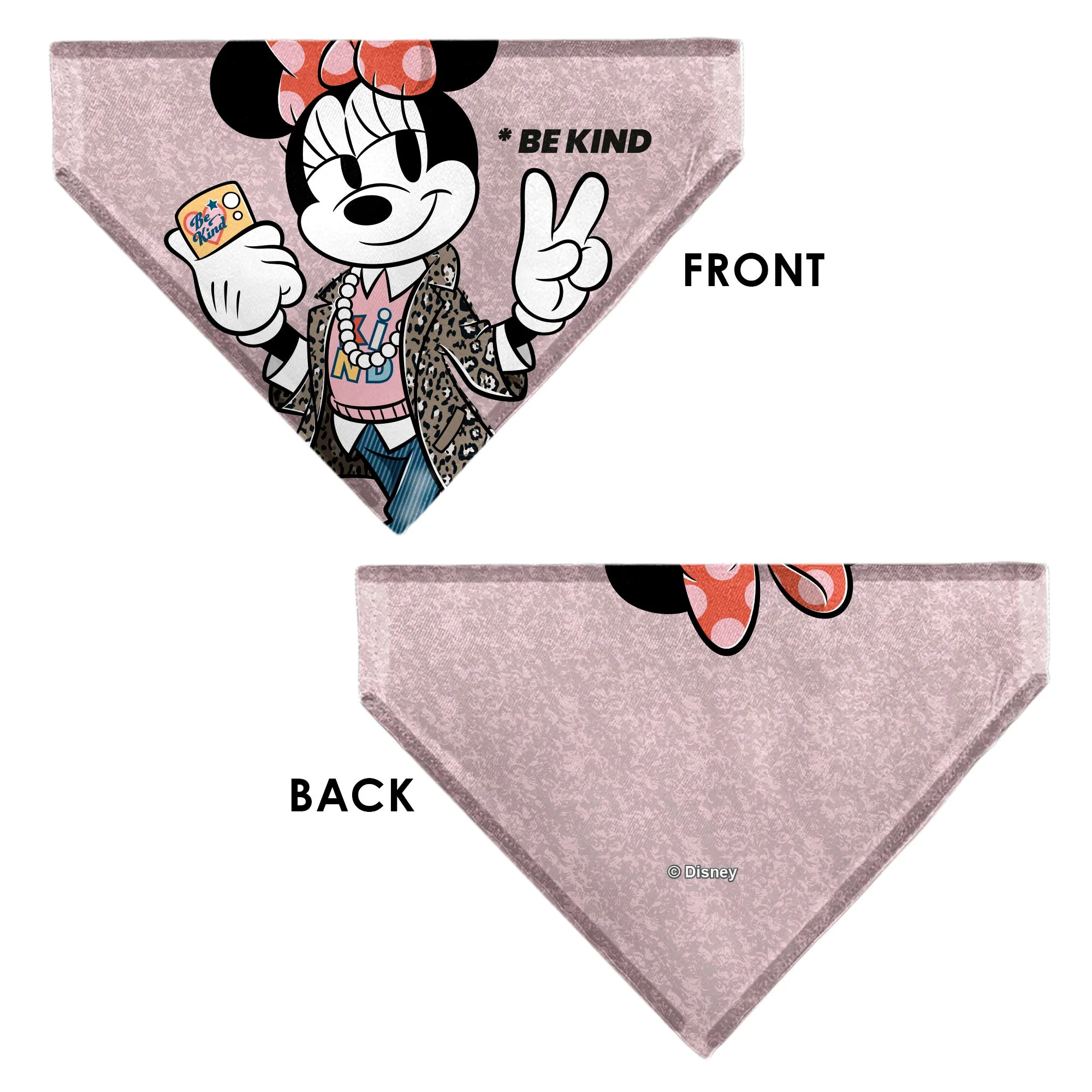 Pet Bandana - Minnie Mouse BE KIND Peace Pose Pinks - Image 3