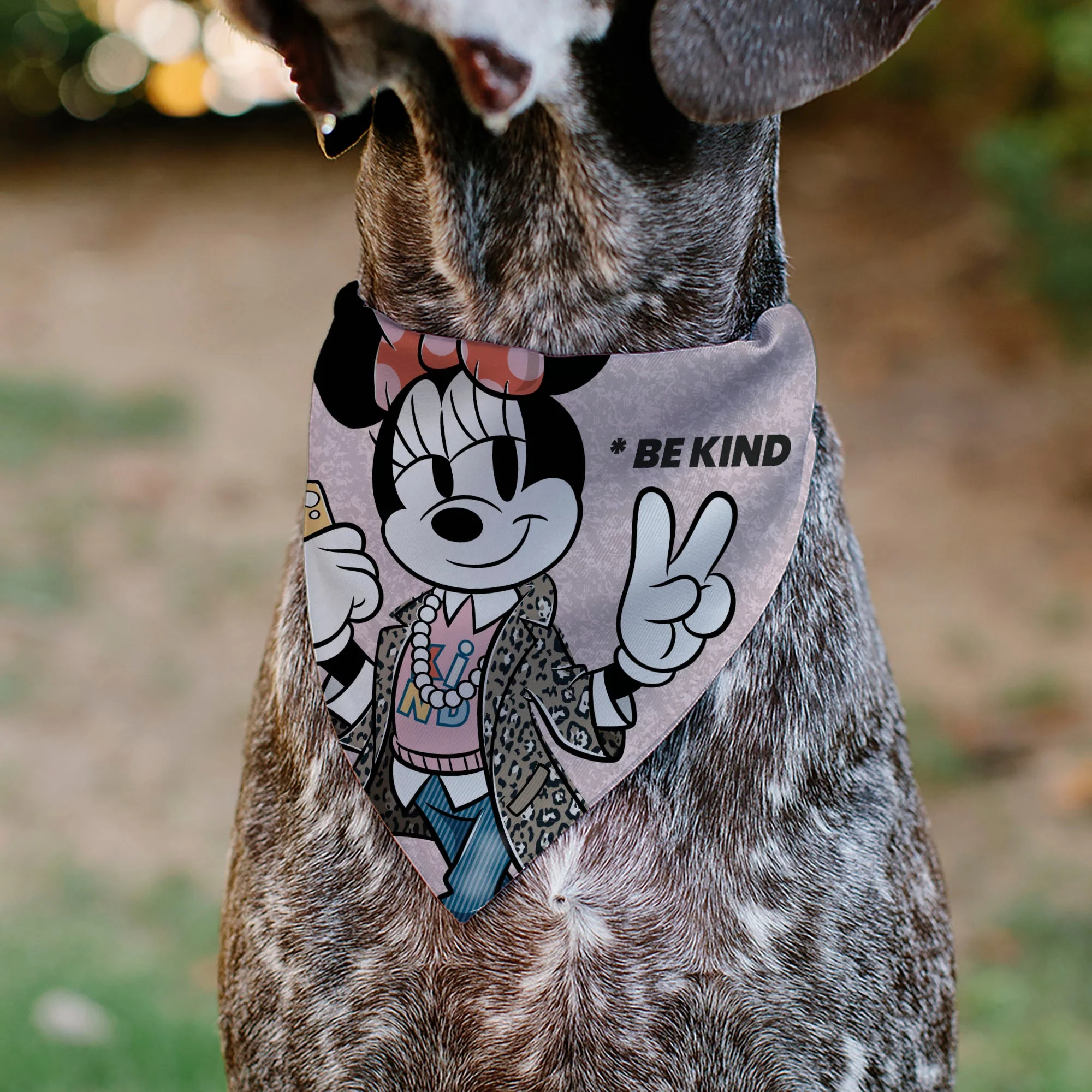 Pet Bandana - Minnie Mouse BE KIND Peace Pose Pinks - Image 4