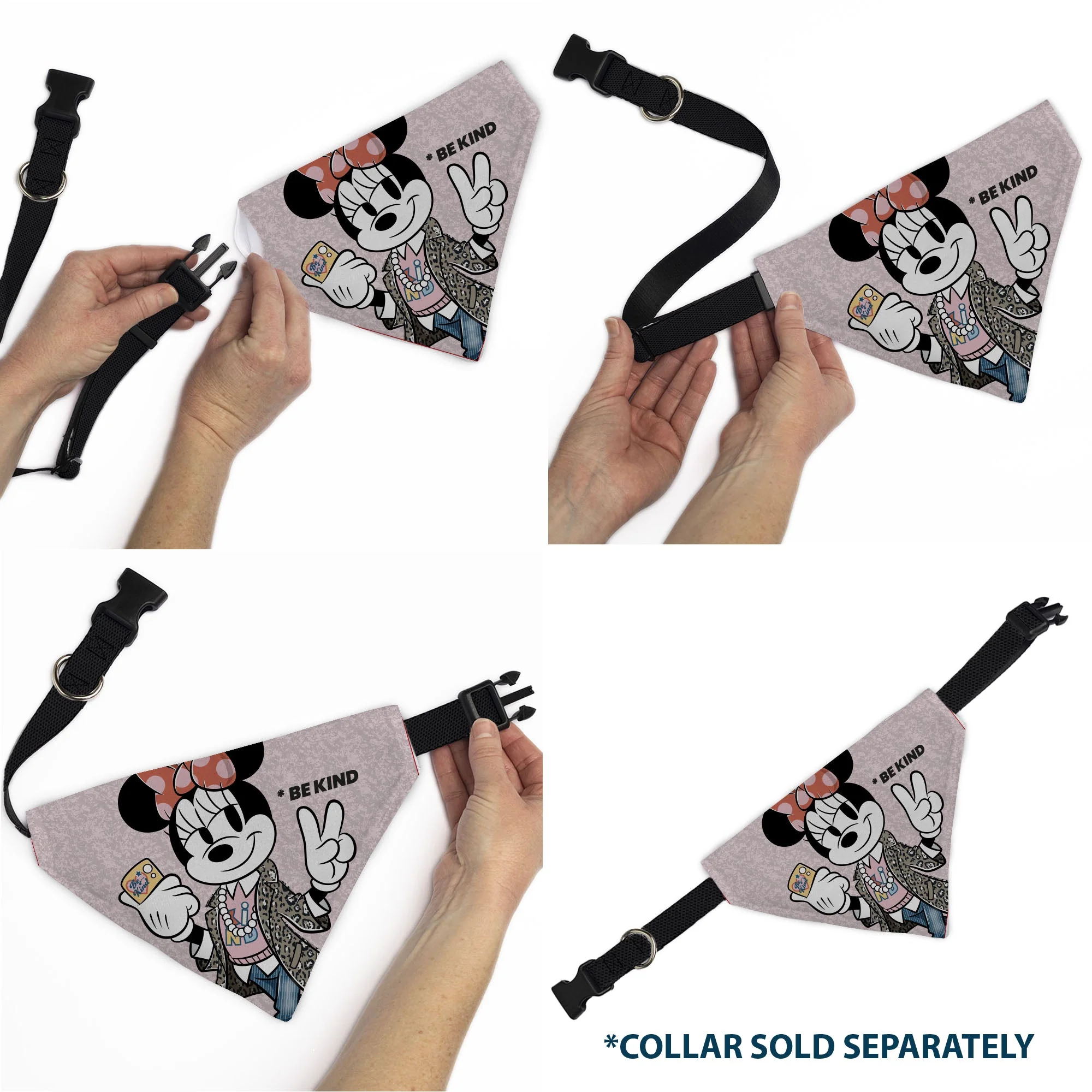 Pet Bandana - Minnie Mouse BE KIND Peace Pose Pinks - Image 6