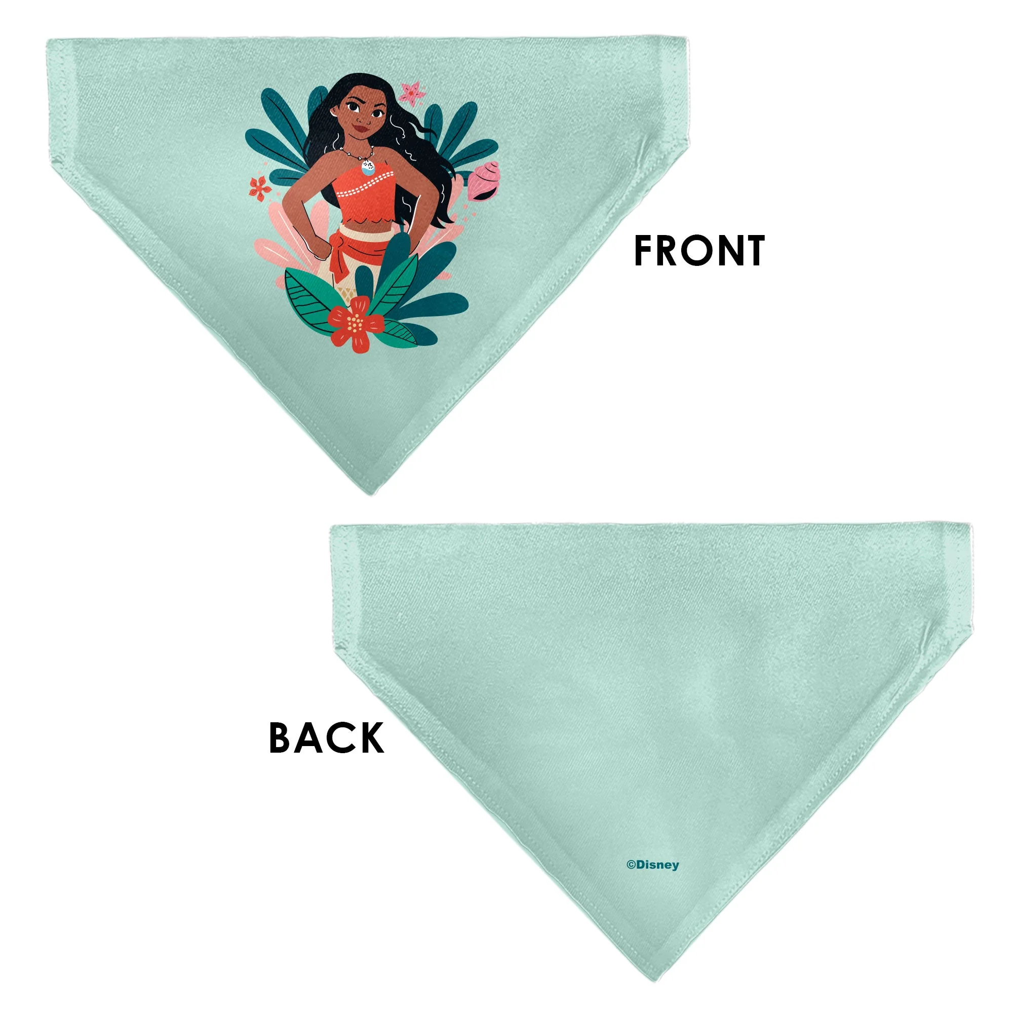 Pet Bandana - Moana Standing Pose and Plants Greens - Image 3