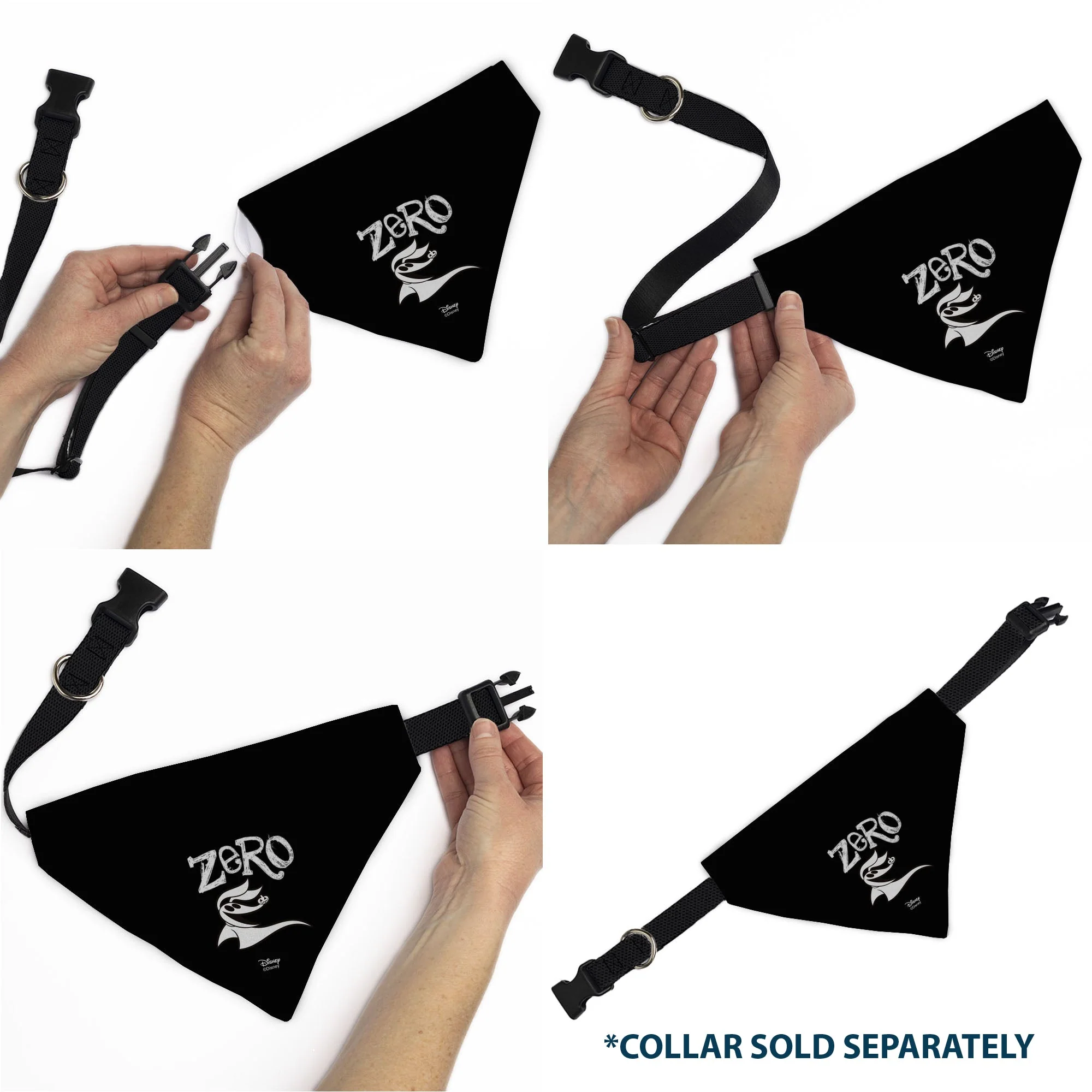 Pet Bandana - Nightmare Before Christmas ZERO Smiling Pose Black/White - Image 6