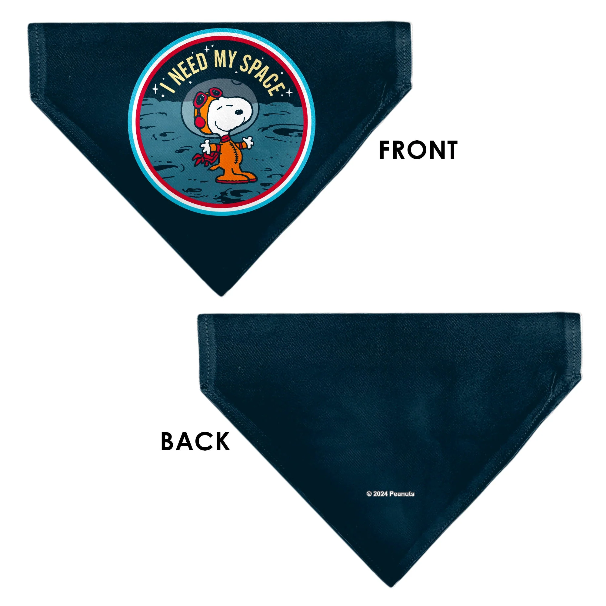 Pet Bandana - Peanuts Astronaut Snoopy I NEED MY SPACE Pose Blue - Image 3