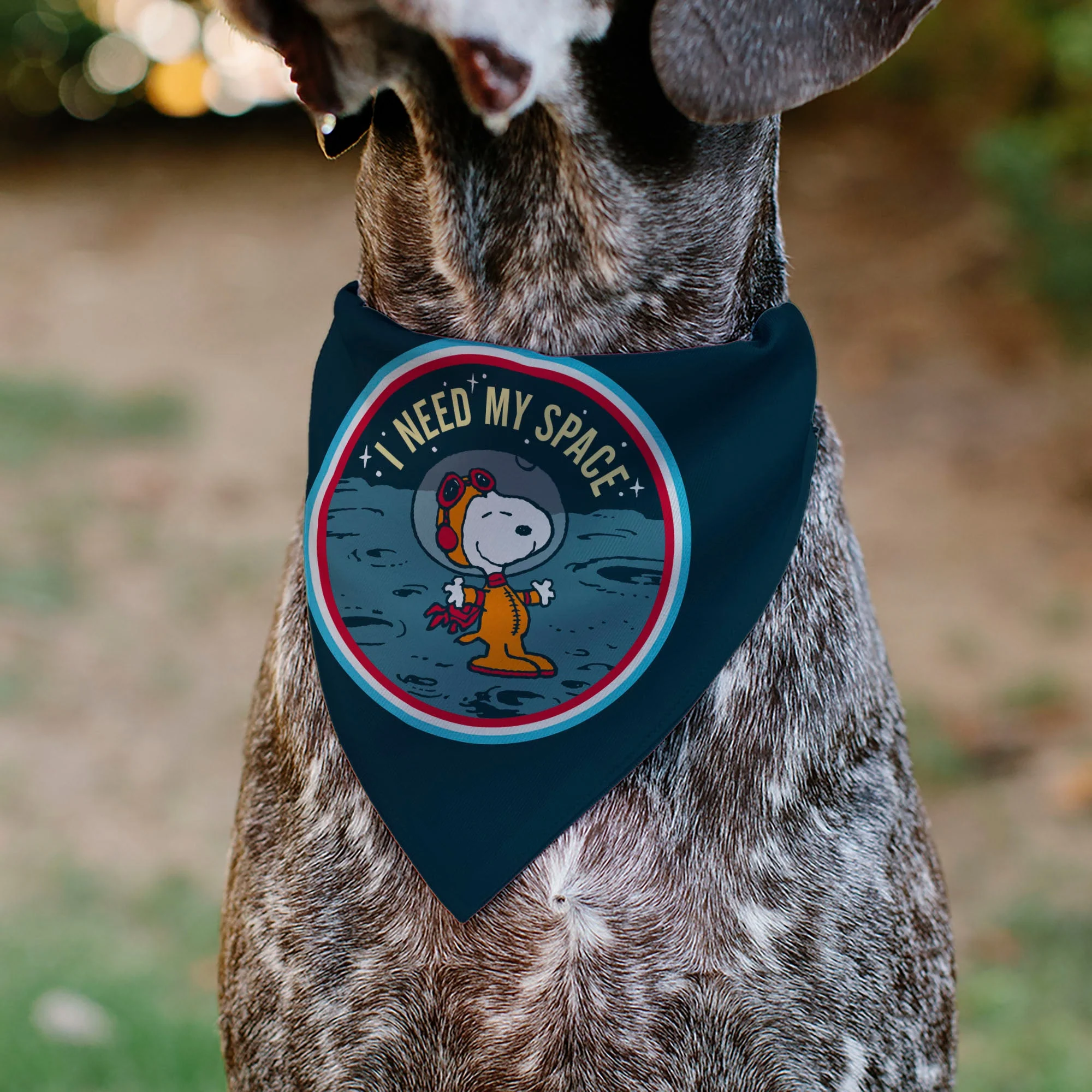 Pet Bandana - Peanuts Astronaut Snoopy I NEED MY SPACE Pose Blue - Image 4